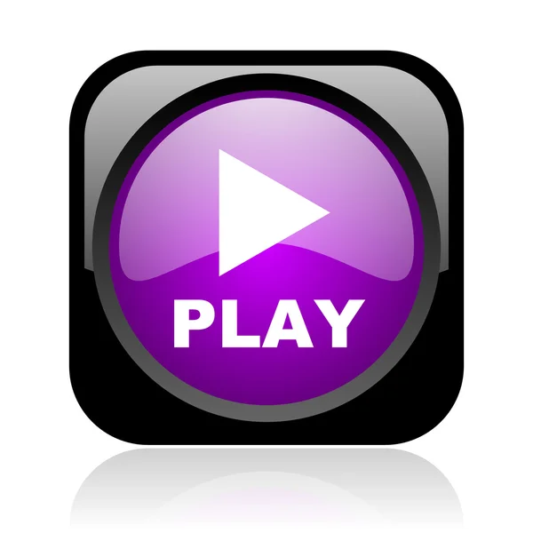 Zwart en violet vierkante web glanzende pictogram spelen — Stockfoto