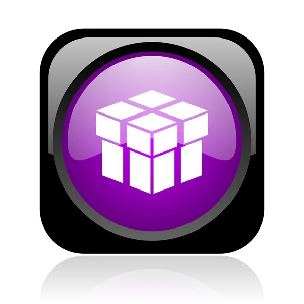 Box svart och violett torget web blanka ikonen — Stockfoto