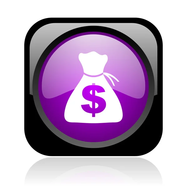 Гроші чорно-фіолетовий квадратний веб глянсовий значок — стокове фото
