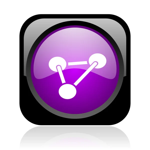 化学黑色和紫色方形 web 光泽图标 — 图库照片