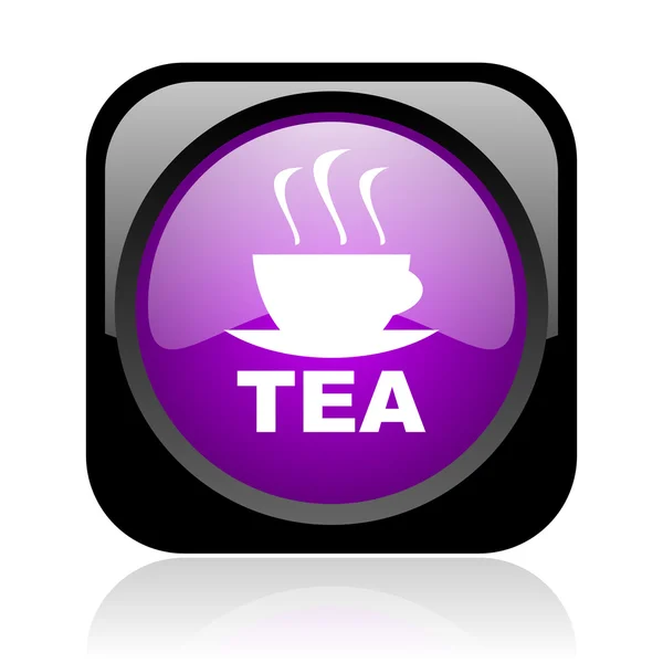 Tee schwarz und violett quadratisch Web-Hochglanz-Symbol — Stockfoto