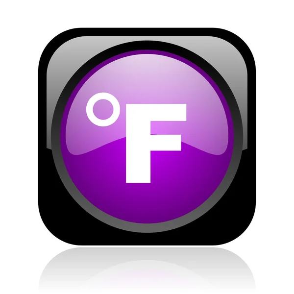 Fahrenheit preto e violeta quadrado web ícone brilhante — Fotografia de Stock