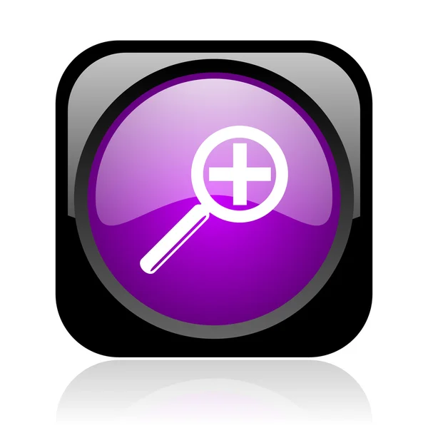 Magnification black and violet square web glossy icon — Stock Photo, Image
