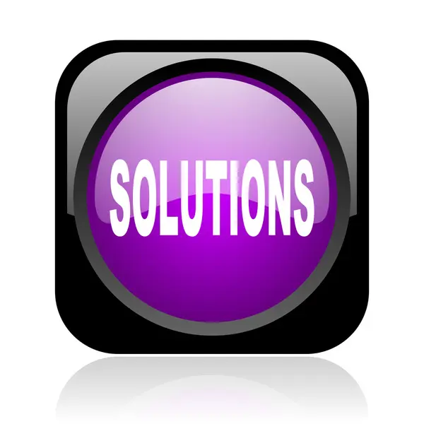 Solutions black and violet square web glossy icon — Stock Photo, Image