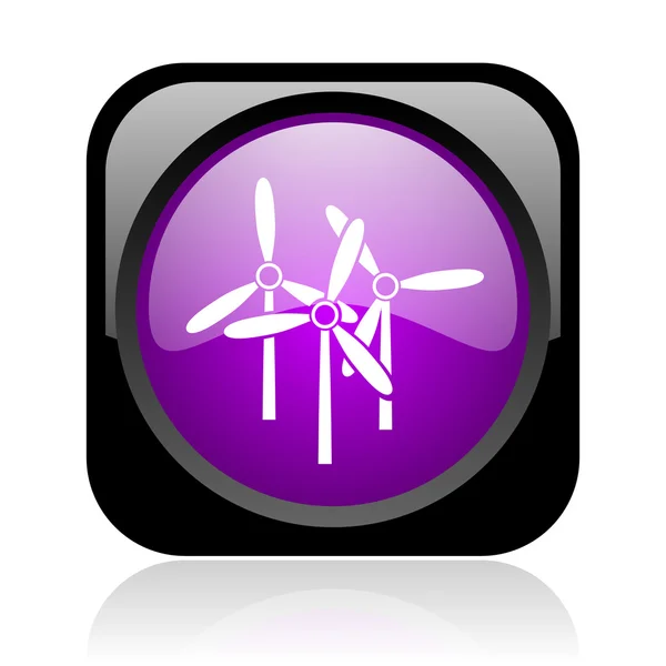 Windmill black and violet square web glossy icon — Stock Photo, Image