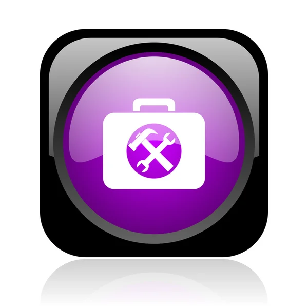 Boîte à outils noir et violet carré web icône brillante — Photo