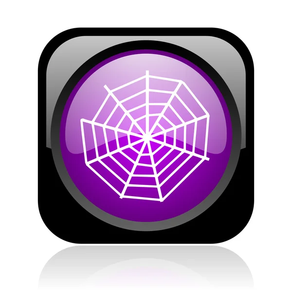 Spider web black and violet square web glossy icon — Stock Photo, Image