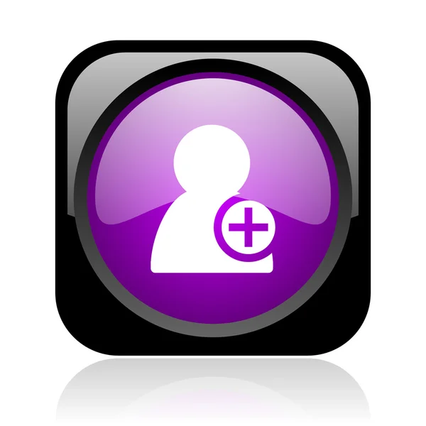 Dodać kontakt web kwadrat czarny i fioletowy ikona — Zdjęcie stockowe