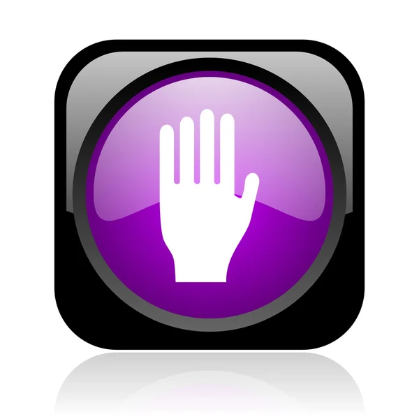 Stop black and violet square web glossy icon — Stock Photo, Image