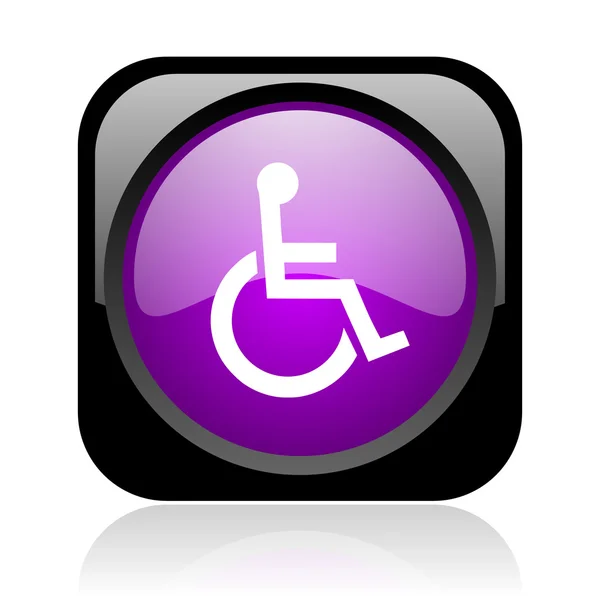 Accessibilité noir et violet carré web brillant icône — Photo