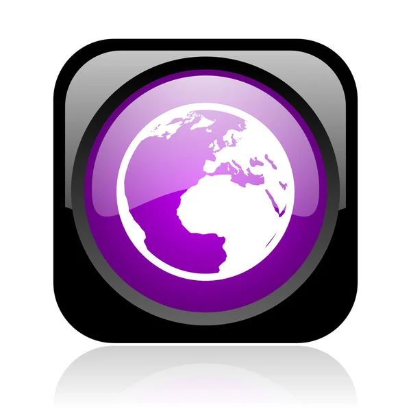 Tierra negro y violeta web cuadrada icono brillante —  Fotos de Stock