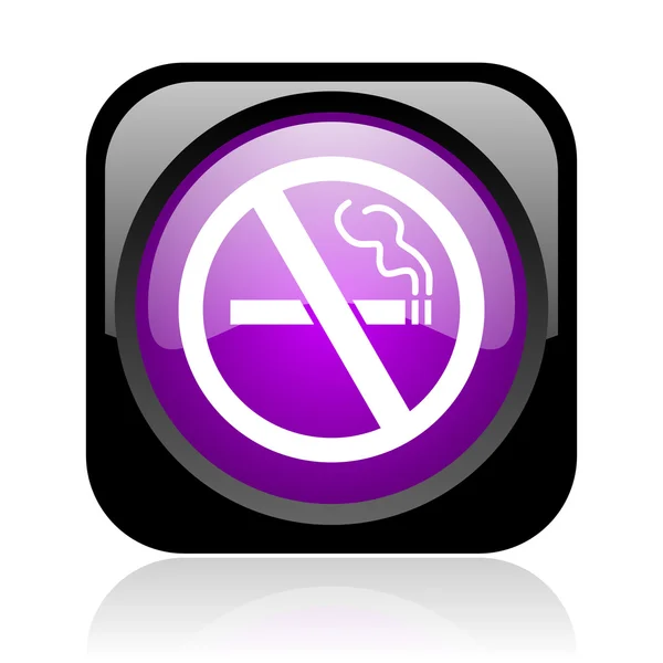 No smoking black and violet square web glossy icon — Stock Photo, Image
