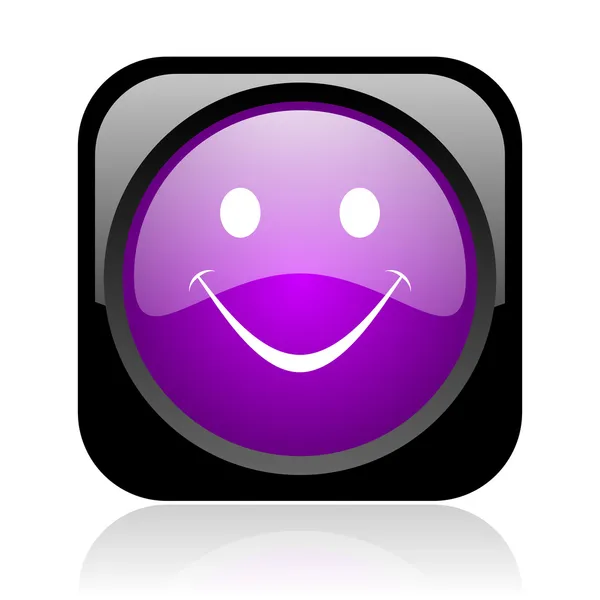 Smile black and violet square web glossy icon — Stock Photo, Image