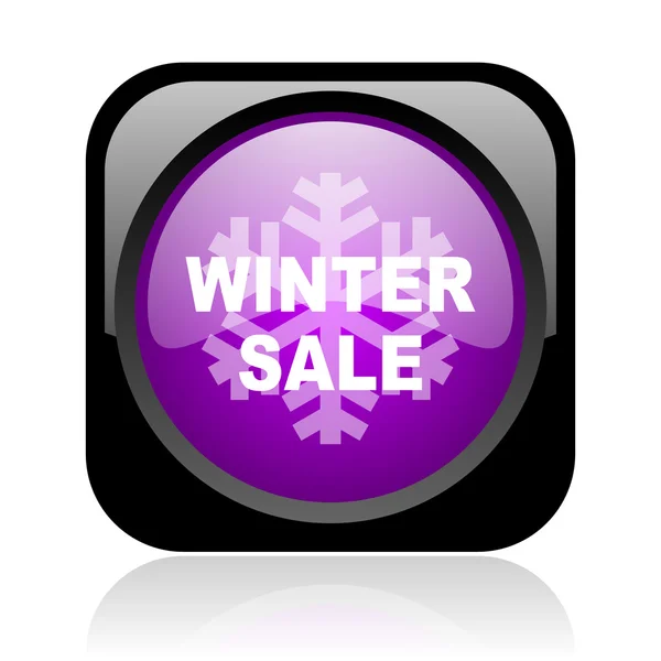 Inverno venda preto e violeta quadrado web ícone brilhante — Fotografia de Stock