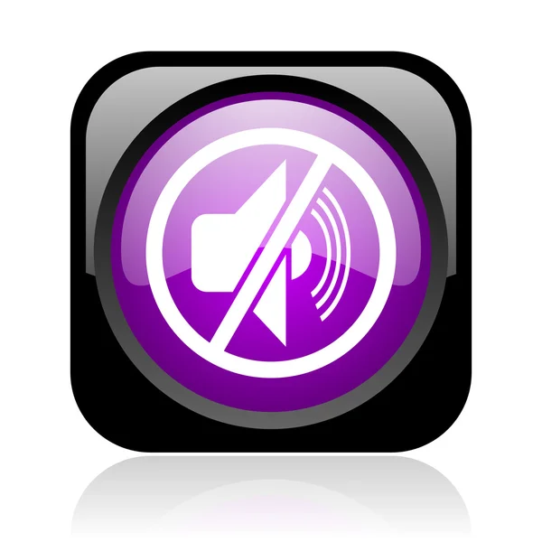 Mute black and violet square web glossy icon — Stock Photo, Image