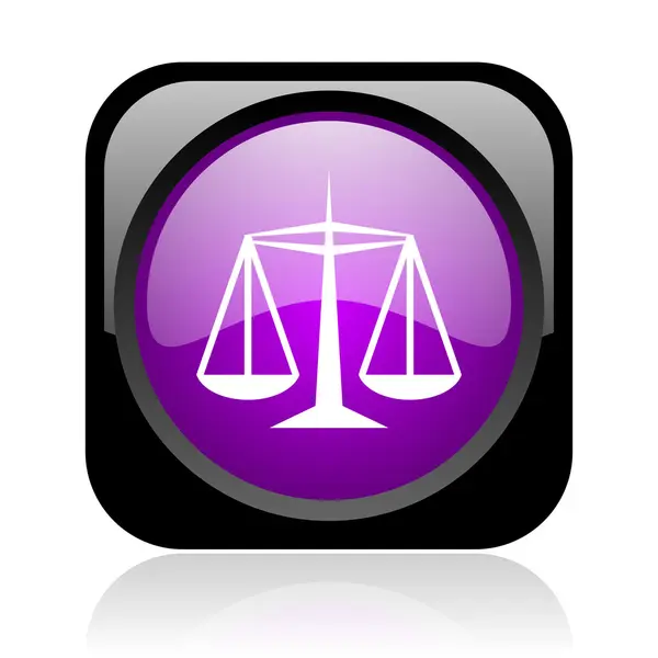 Justiça preto e violeta quadrado web ícone brilhante — Fotografia de Stock
