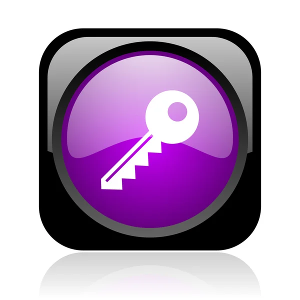 Nyckel svart och lila torget web blanka ikonen — Stockfoto