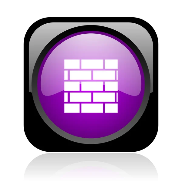 Firewall negru și violet pătrat web glossy icon — Fotografie, imagine de stoc