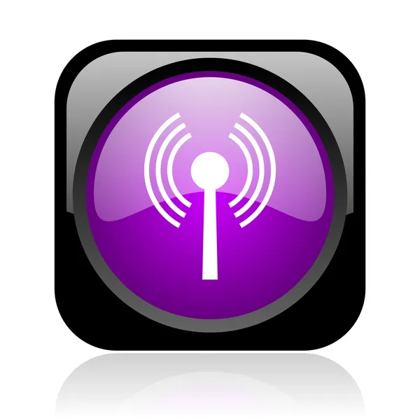 Wifi black and violet square web glossy icon — Stock Photo, Image