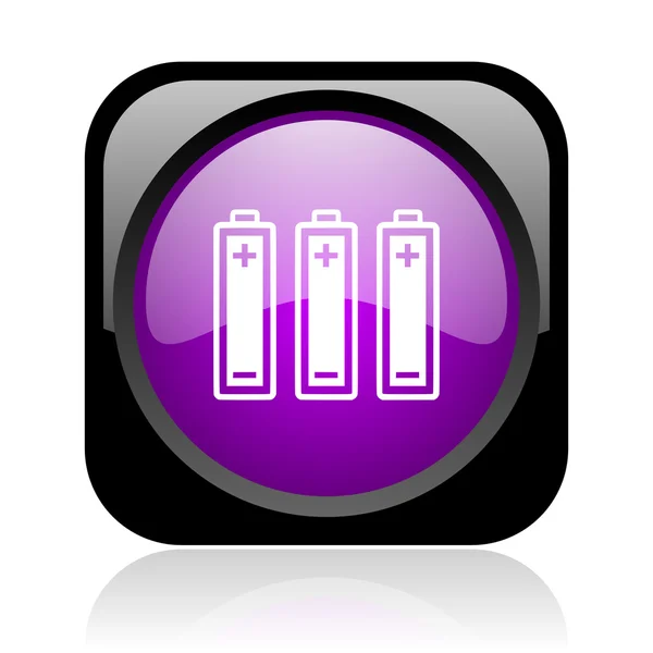 Batterier svart och lila torget web blanka ikonen — Stockfoto