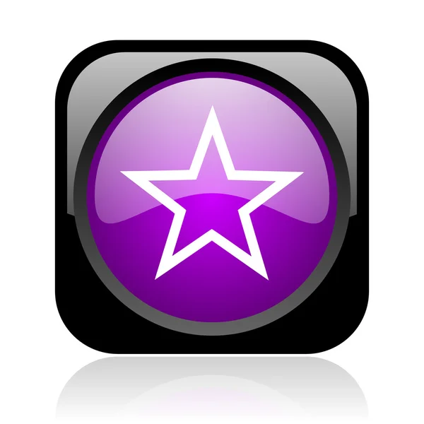 Star svart och lila torget web blanka ikonen — Stockfoto