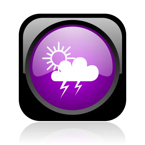 Previsão meteorológica preto e violeta quadrado web ícone brilhante — Fotografia de Stock
