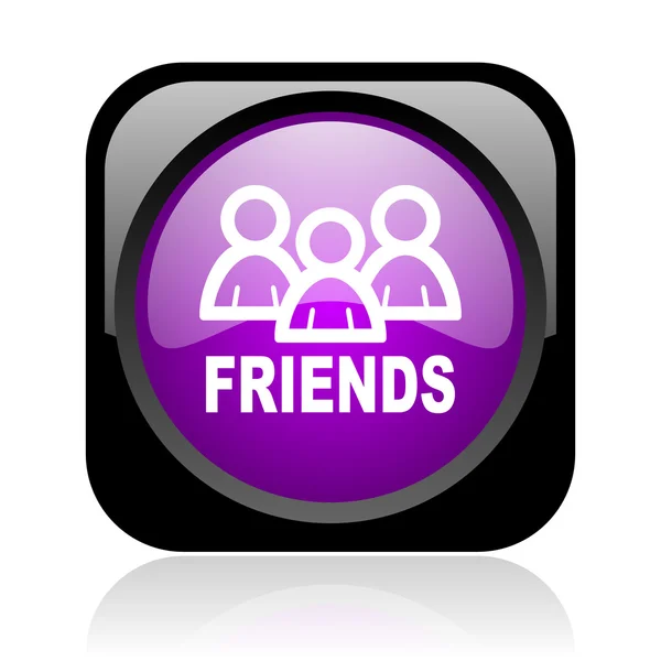 Friends black and violet square web glossy icon — Stock Photo, Image