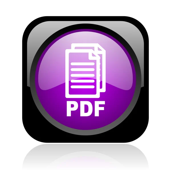 Pdf preto e violeta quadrado web ícone brilhante — Fotografia de Stock