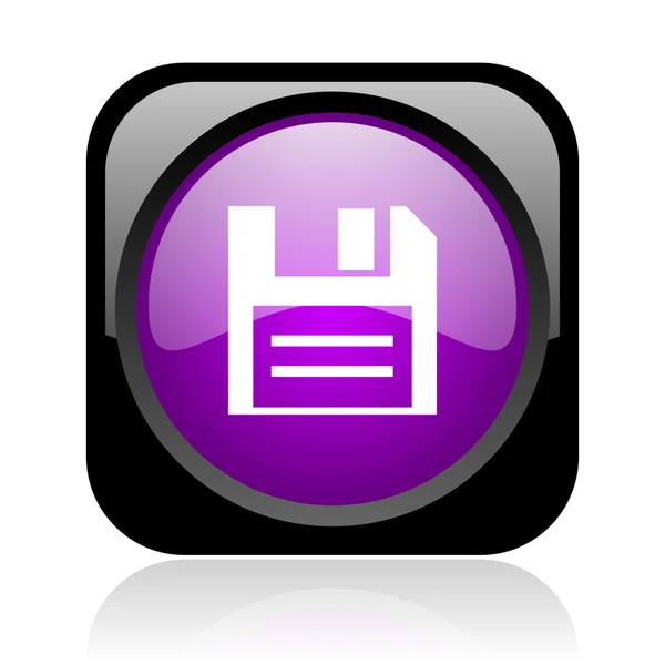 Disk black and violet square web glossy icon — Stock Photo, Image