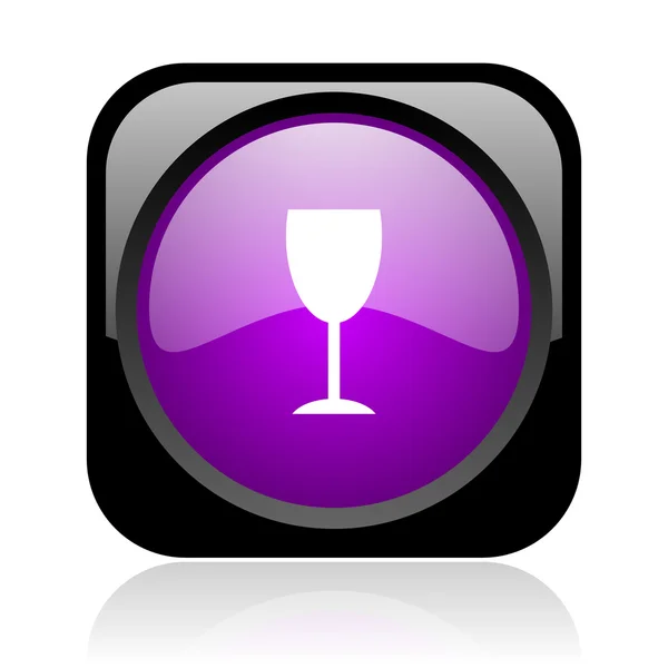 Glas schwarz und violett quadratisch Web-Hochglanz-Symbol — Stockfoto