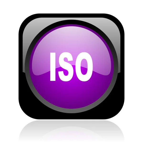 Iso black and violet square web glossy icon — Stock Photo, Image