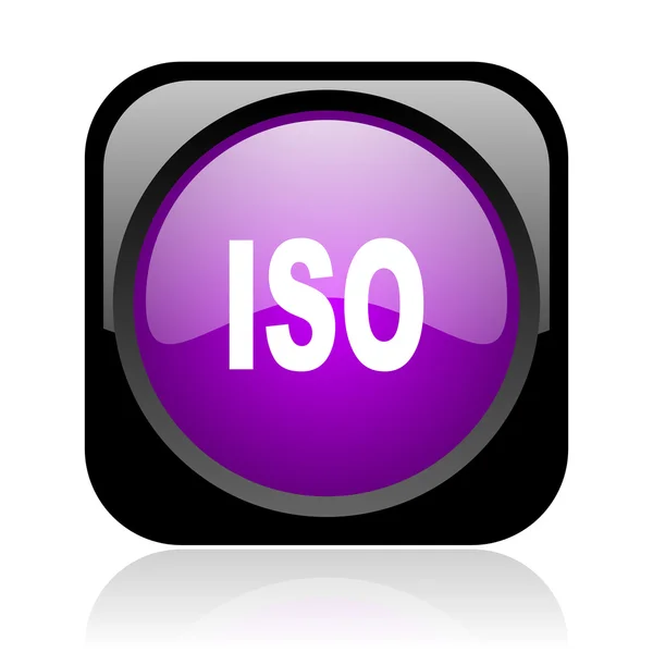 Iso nero e viola quadrato web icona lucida — Foto Stock