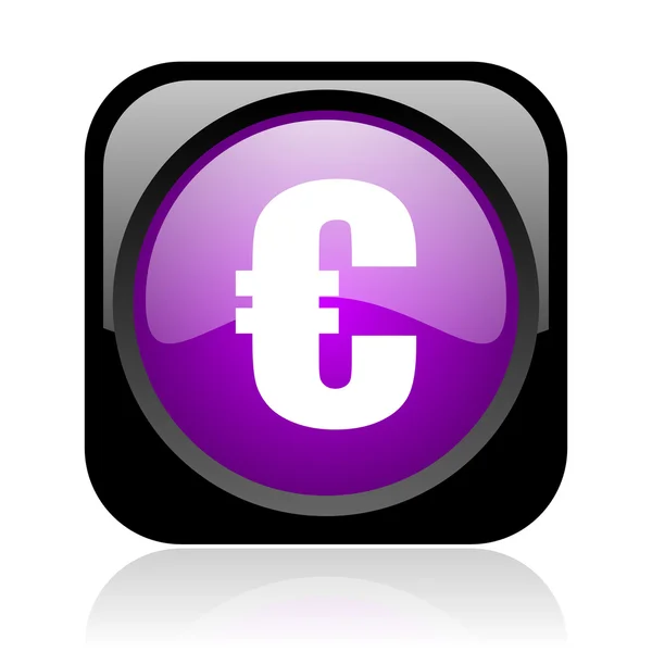Euro black and violet square web glossy icon — Stock Photo, Image