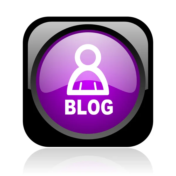 Blog black and violet square web glossy icon — Stock Photo, Image