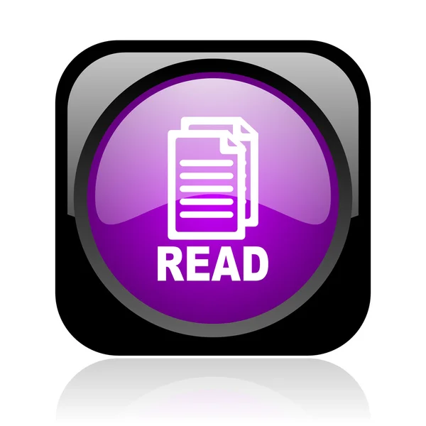 Ler preto e violeta quadrado web ícone brilhante — Fotografia de Stock