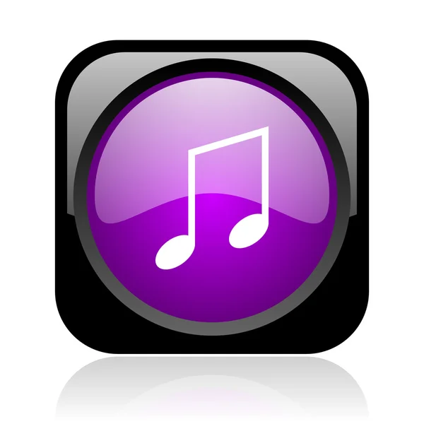 Hudba černá a fialová náměstí lesklý ikona webové — Stock fotografie
