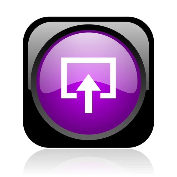 Voer zwart en violet vierkante web glanzende pictogram — Stockfoto
