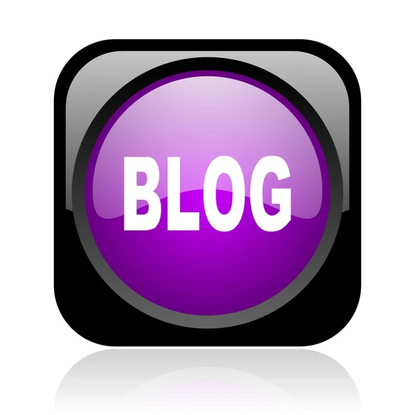 Blog negro y violeta cuadrado web icono brillante — Foto de Stock