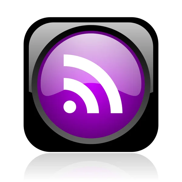 Rss black and violet square web glossy icon — Stock Photo, Image