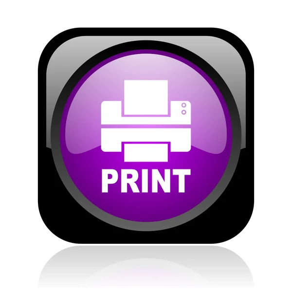 Imprimir preto e violeta quadrado web ícone brilhante — Fotografia de Stock