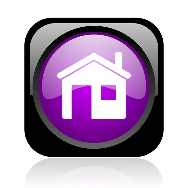 Home zwart en violet vierkante web glanzende pictogram — Stockfoto