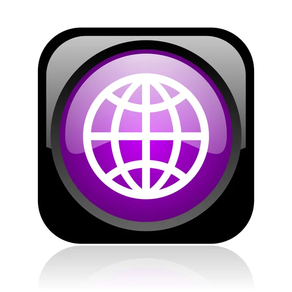 Tierra negro y violeta web cuadrada icono brillante — Foto de Stock