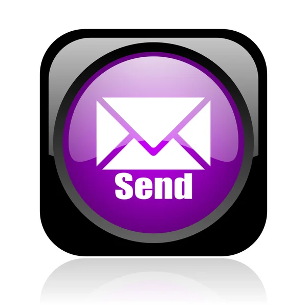 Send black and violet square web glossy icon — Stock Photo, Image