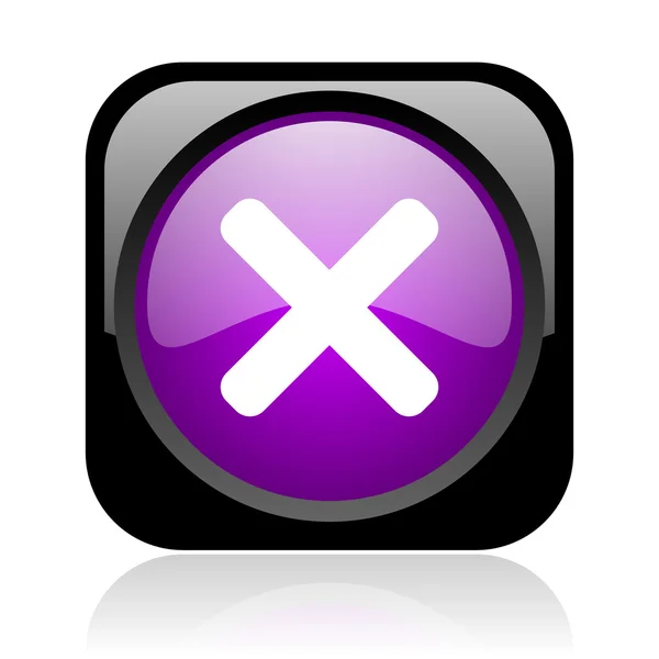 Cancel black and violet square web glossy icon — Stock Photo, Image