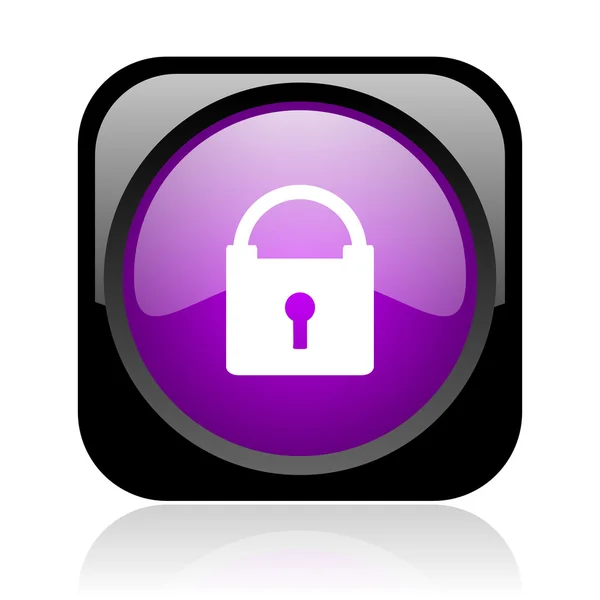 Protect black and violet square web glossy icon — Stock Photo, Image