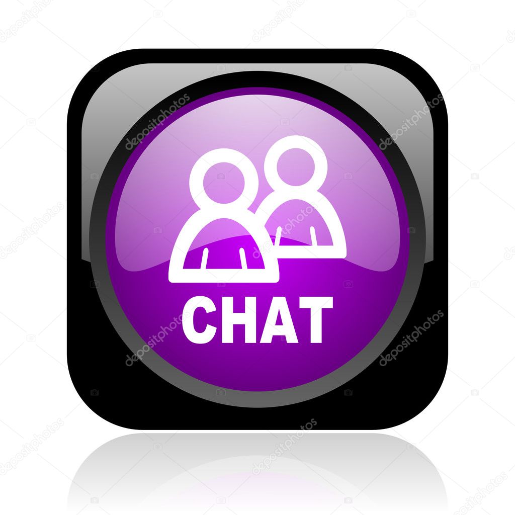 Chat Black And Violet Square Web Glossy Icon Stock Photo Image By C Alexwhite 2371