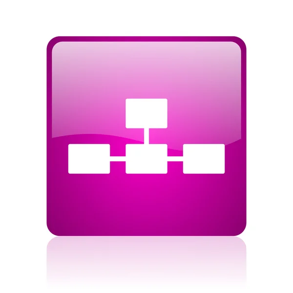 Databasikonen violett torget web glansigt — Stockfoto