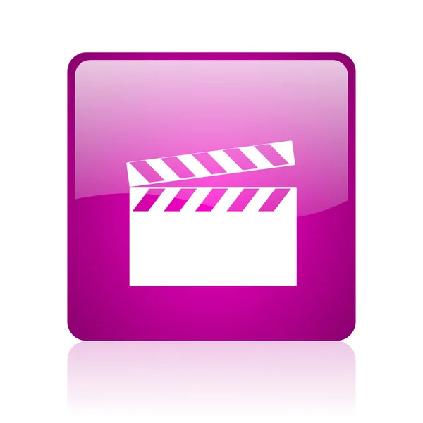 Film web kwadrat fioletowy ikona — Zdjęcie stockowe
