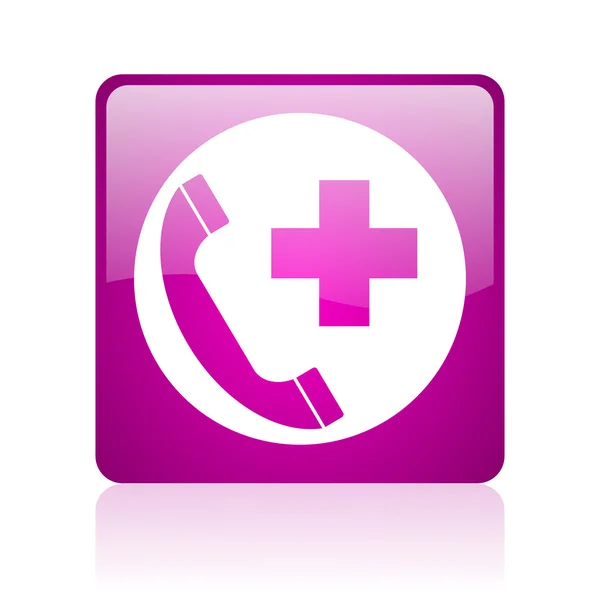 Emergency call violet square web glossy icon — Stock Photo, Image