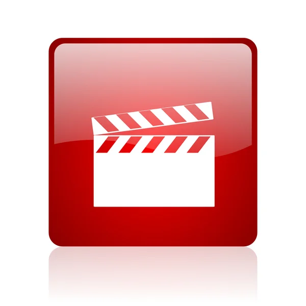 Filme vermelho quadrado web ícone brilhante — Fotografia de Stock
